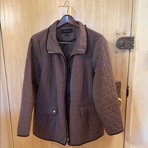 Jones New York Dark Brown Quilted Utility Jacket